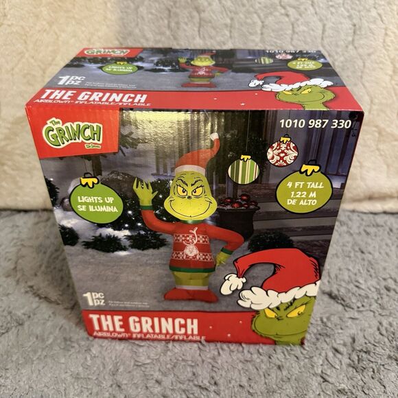 Gemmy Grinch In Christmas Sweater 4 ft. LED Airblown Inflatable New In Box‎ - Picture 6 of 16